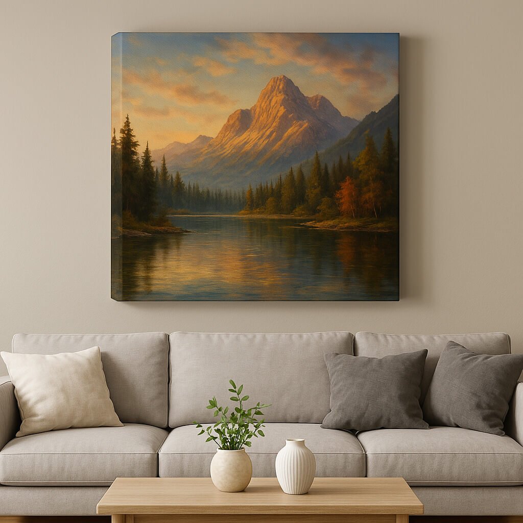 a scenic painting from photo displayed in room
